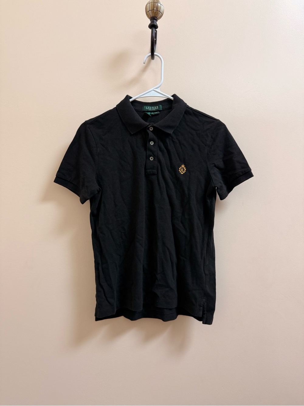 Ralph Lauren Black Polo with Gold Embroidered Crest